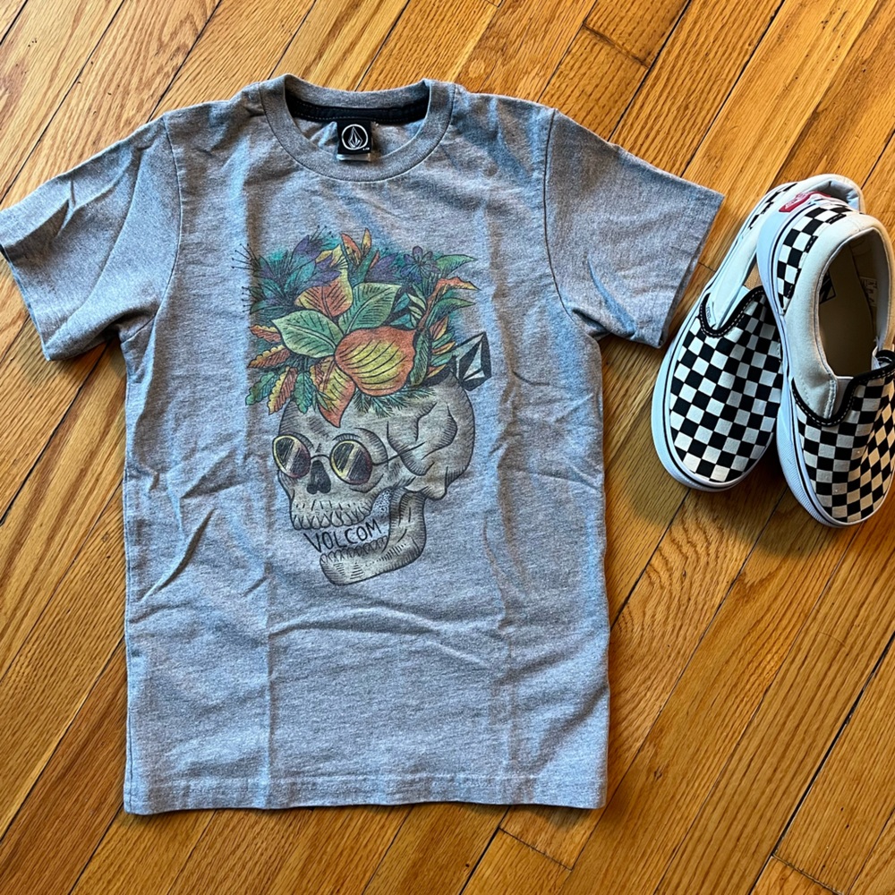 Volcom Little Boys Floral Skull Tee